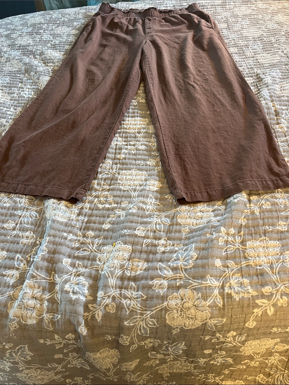 Old Navy Women’s Linen Blend Brown Elastic Waist Pants Large Tall